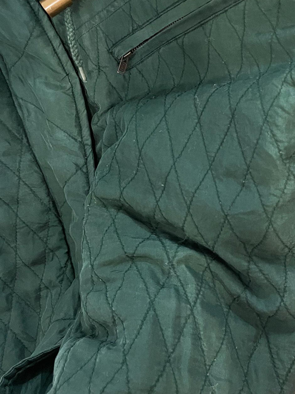 vintage robert stock 100% silk quilted hooded bomber jacket