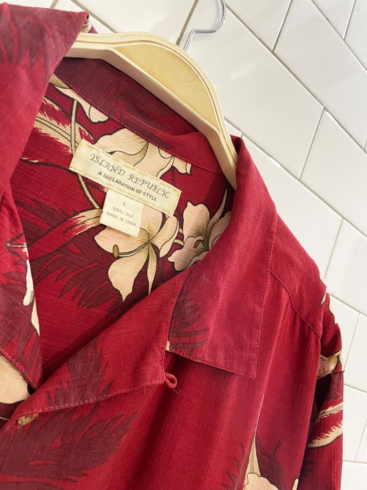 island republic 100% silk resort shirt - good market thrift store