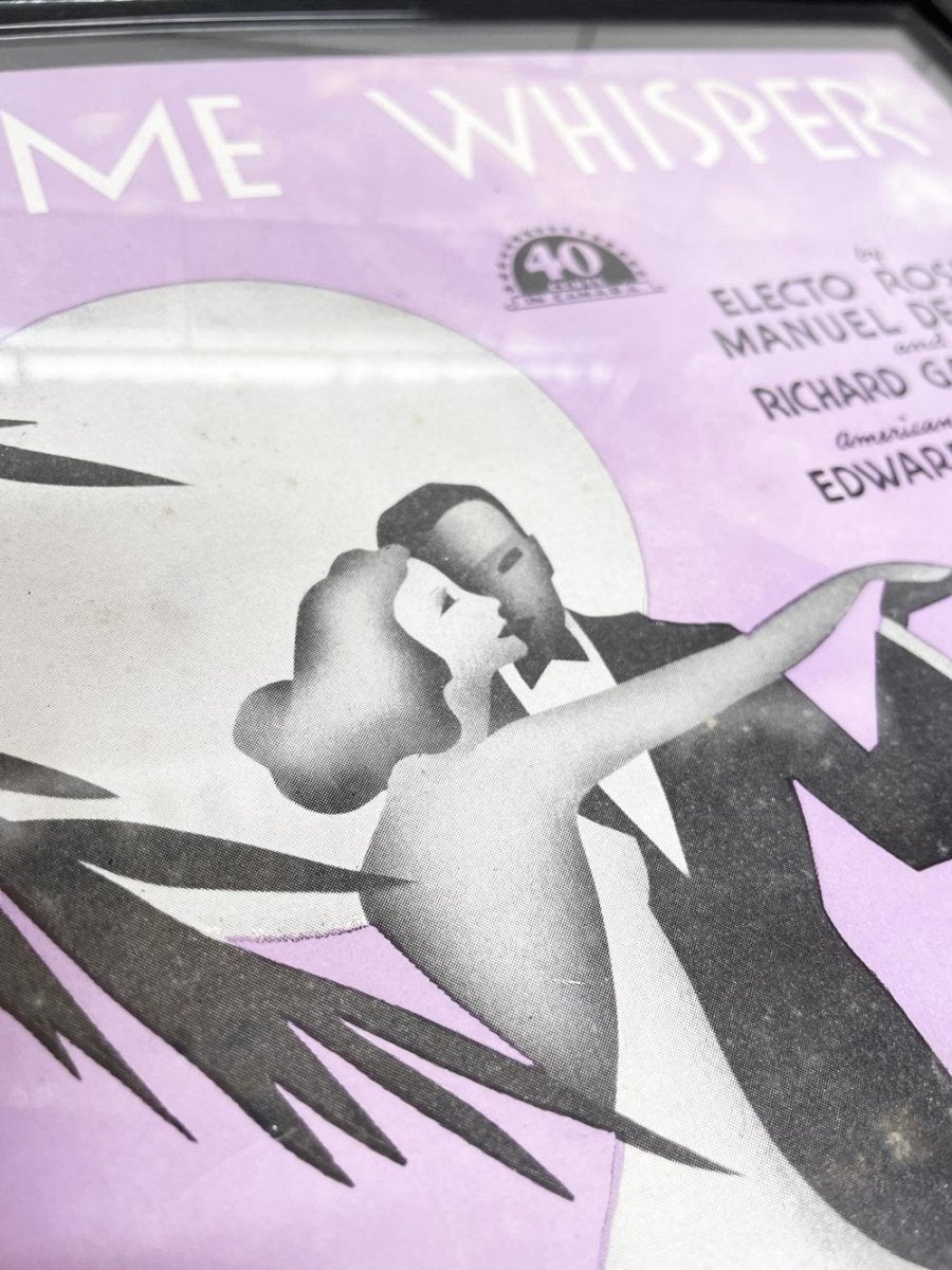 vintage let me whisper 1938 musical art deco framed poster | print - good market thrift store