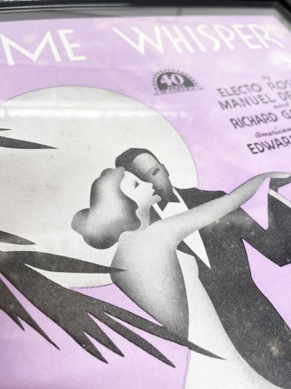 vintage let me whisper 1938 musical art deco framed poster | print - good market thrift store