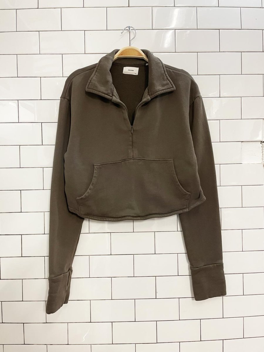 joah brown aspen french terry 1/2 zip sweatshirt - good market thrift store