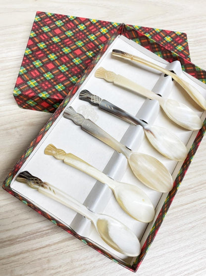 vintage boxed set of 6 buffalo horn spoons - good market thrift store