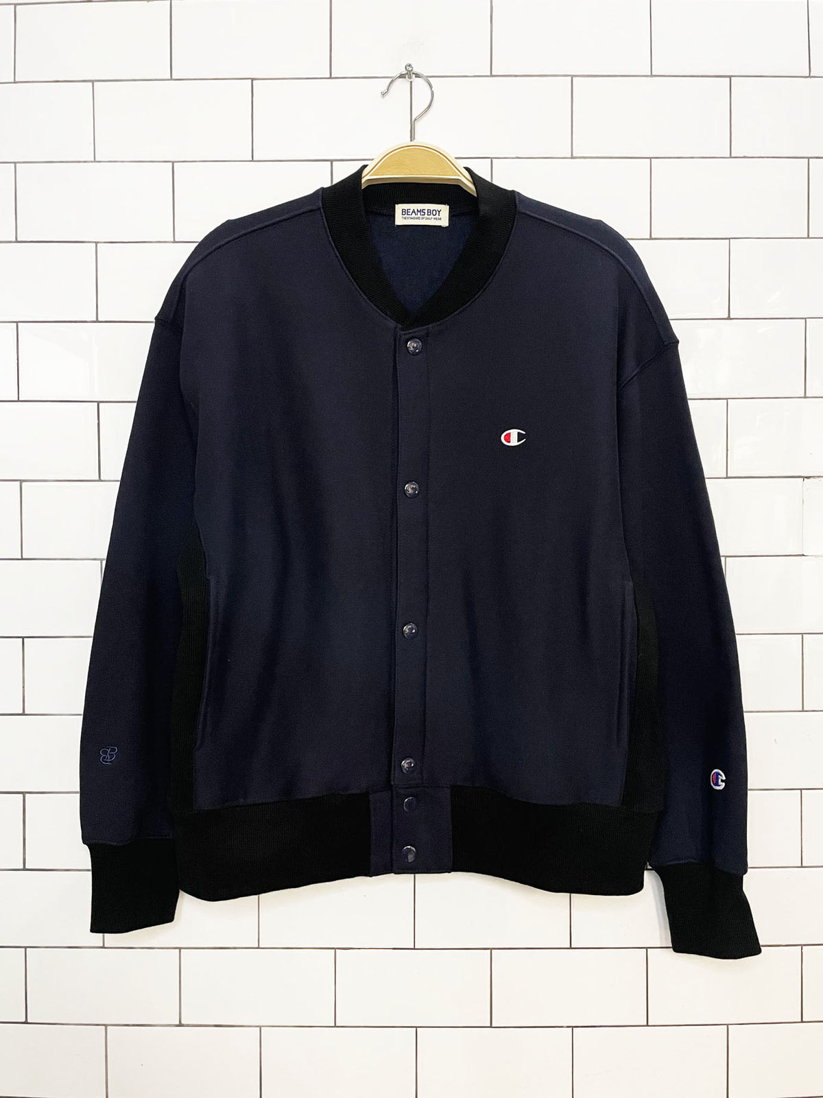 champion x beams boy two-tone fleece bomber jacket