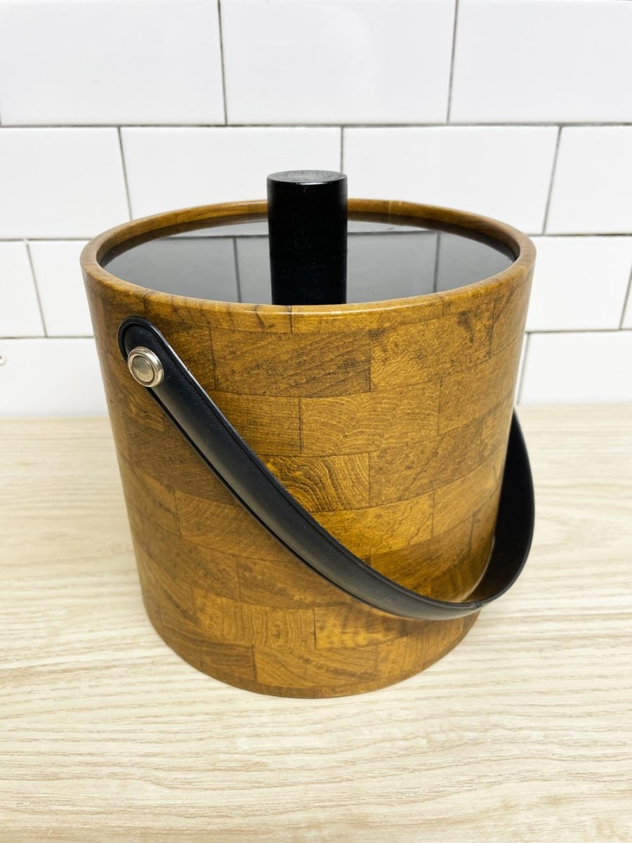 vintage 60s irvingware wood panel ice bucket - good market thrift store