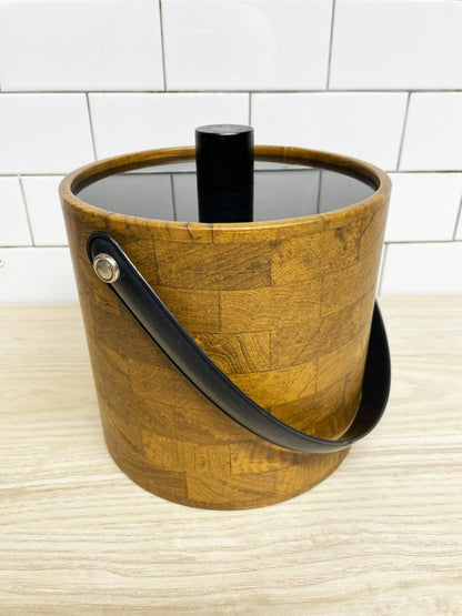 vintage 60s irvingware wood panel ice bucket - good market thrift store