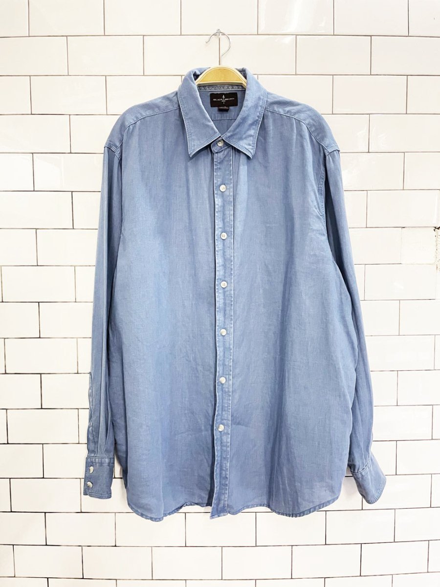 black brown 100% linen shirt - good market thrift store