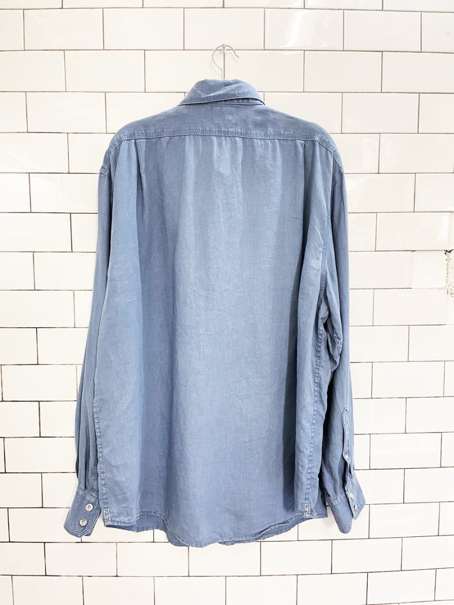 black brown 100% linen shirt - good market thrift store