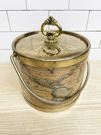 vintage world atlas metal trim ice bucket - good market thrift store