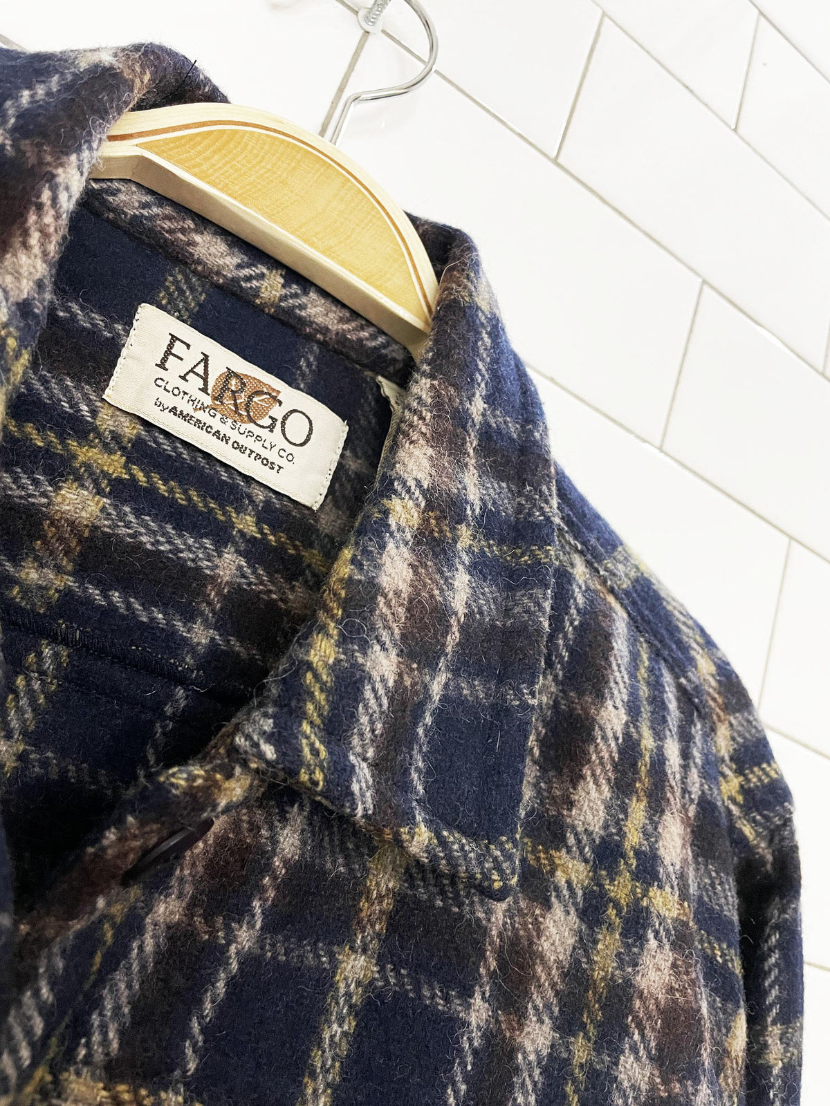 vintage fargo wool-blend plaid boxy trucker shirt jacket | american outpost