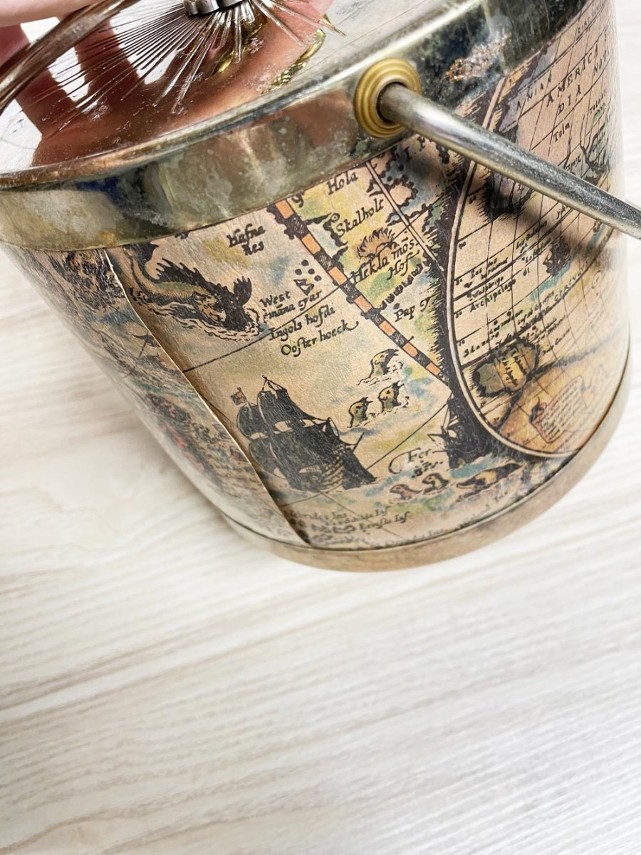 vintage world atlas metal trim ice bucket - good market thrift store