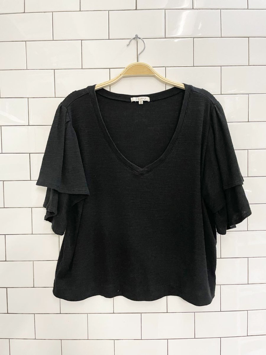 z supply oversized flutter sleeve ribbed tee - good market thrift store