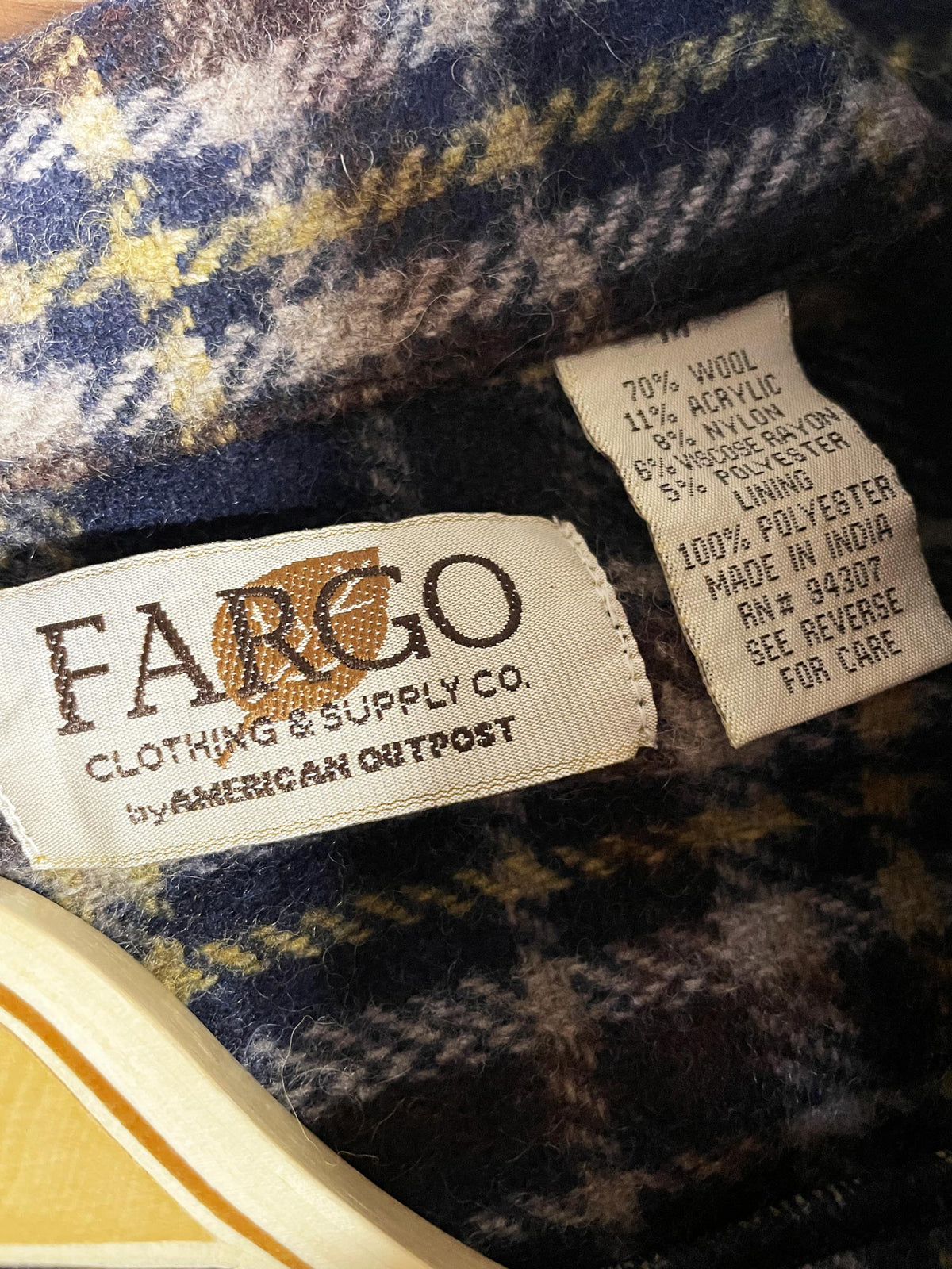 vintage fargo wool-blend plaid boxy trucker shirt jacket | american outpost