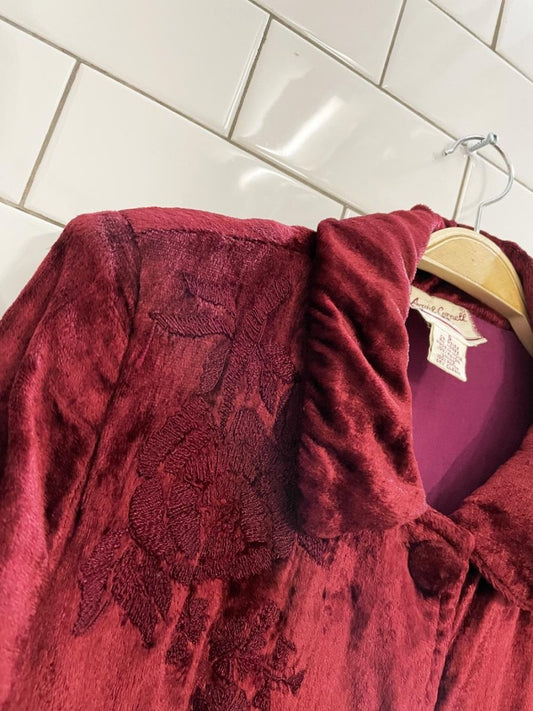 vintage april cornell embroidered velvet duster jacket - good market thrift store