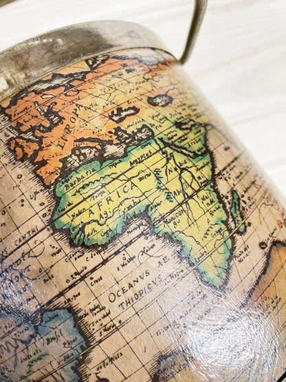 vintage world atlas metal trim ice bucket - good market thrift store