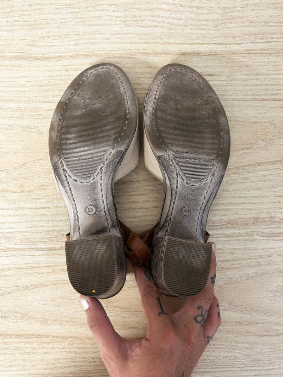 miz mooz aliyah leather ankle strap heeled sandal - good market thrift store