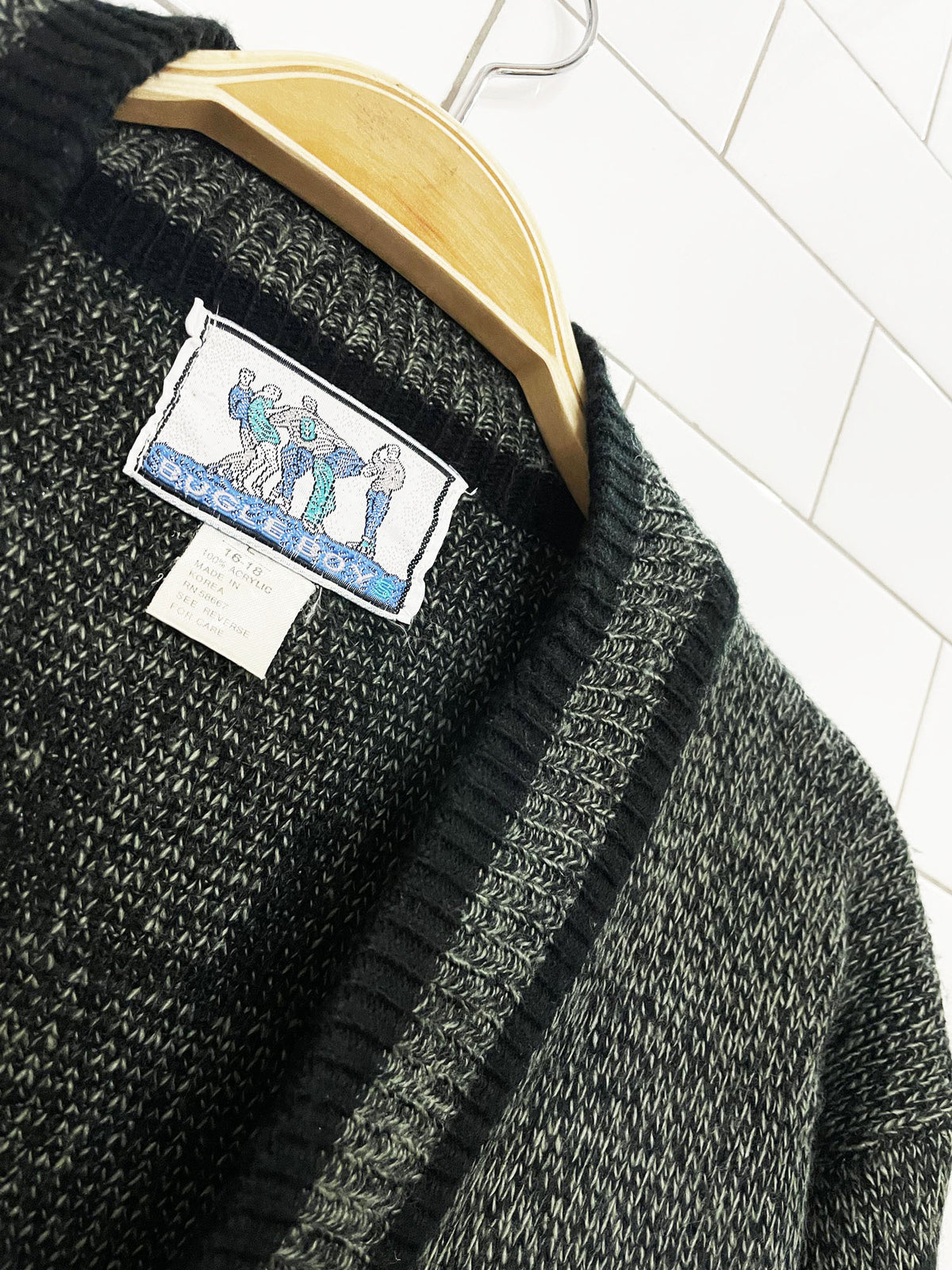 vintage 90s bugle boy university patch v-neck sporty prep cardigan
