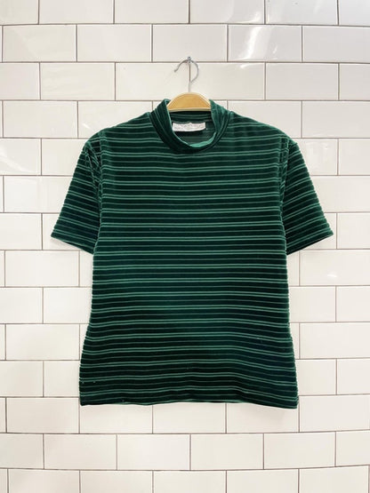 vintage 00s ingenuity velvet stripe ss top - good market thrift store