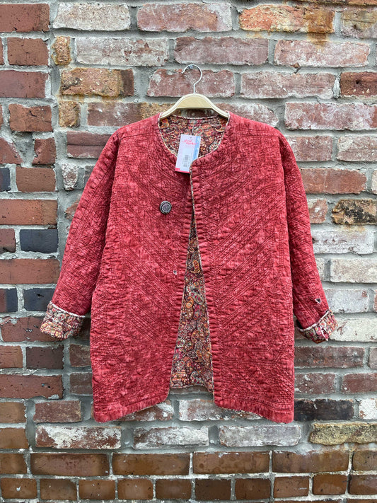 vintage distressed reversible paisley quilt jacket