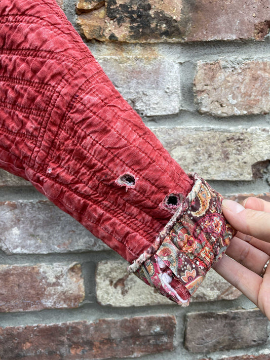 vintage distressed reversible paisley quilt jacket