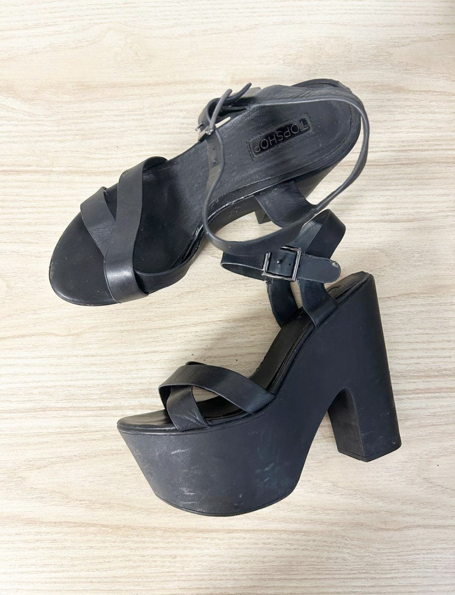 topshop chunky platform ankle strap sandals - good market thrift store