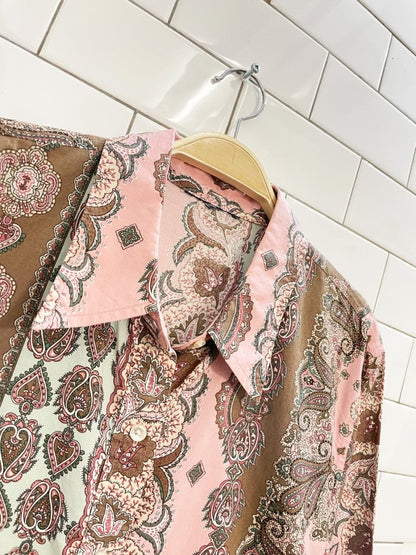 vintage 00s pink + teal paisley shirt - good market thrift store