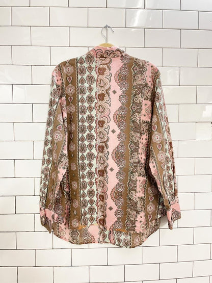 vintage 00s pink + teal paisley shirt - good market thrift store