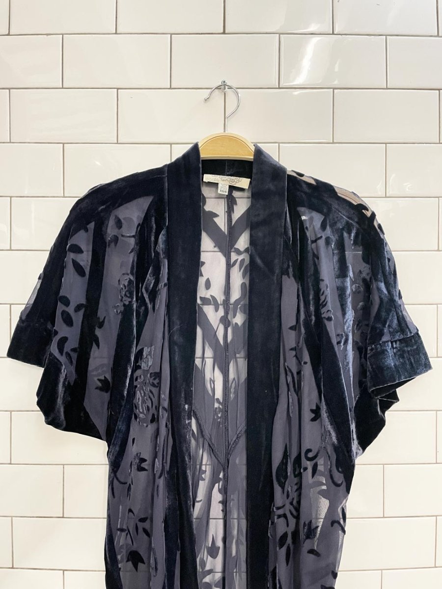 ecote velvet gypsy fringe kimono shawl - good market thrift store