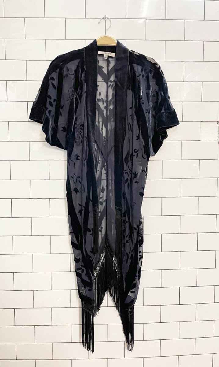 ecote velvet gypsy fringe kimono shawl - good market thrift store
