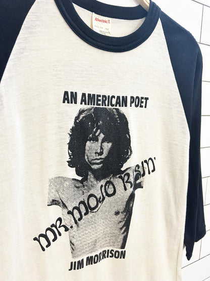 vintage 70s RARE jim morrison an american poet wanted baseball tee
