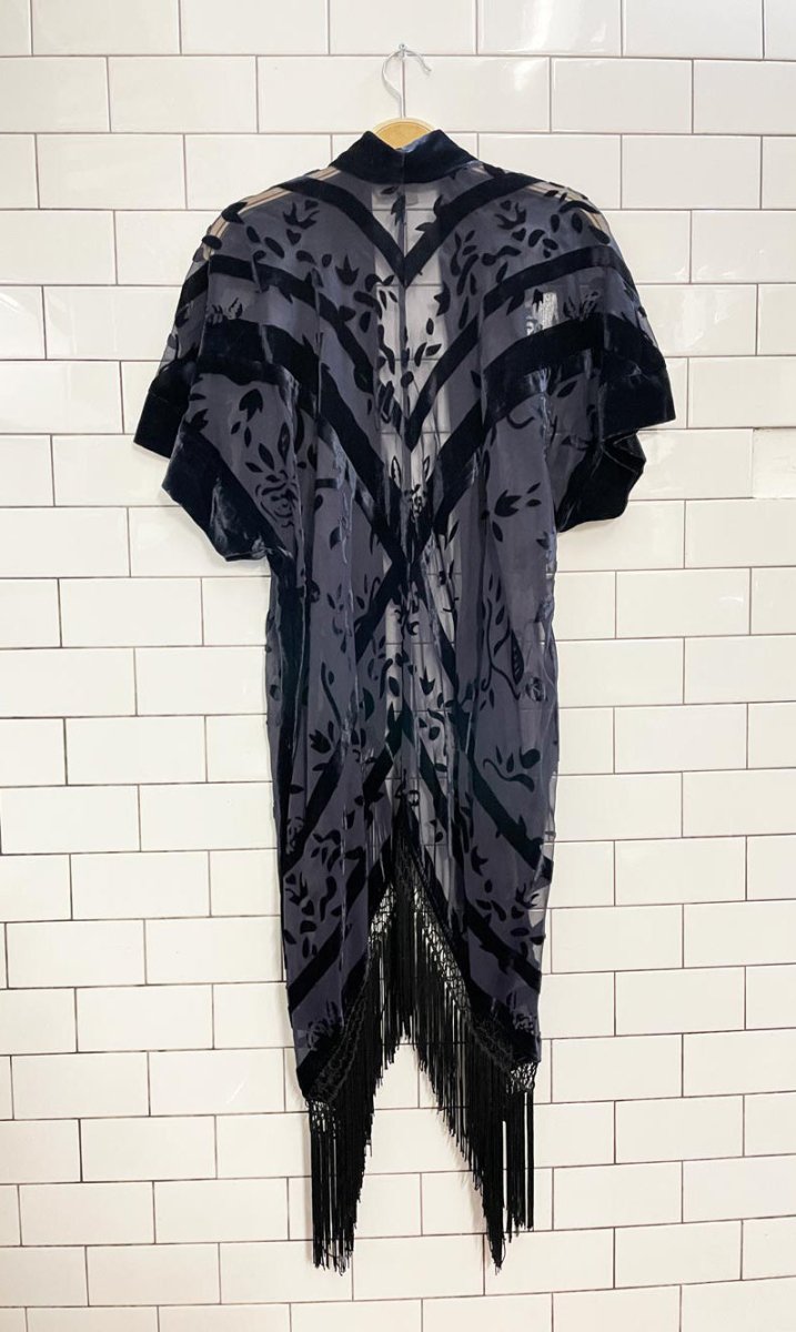 ecote velvet gypsy fringe kimono shawl - good market thrift store
