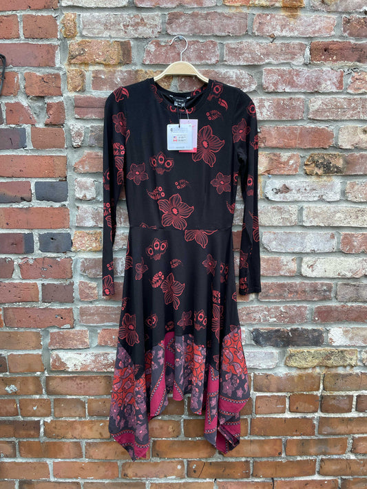 nwt desigual floral fit and flare long sleeve dress