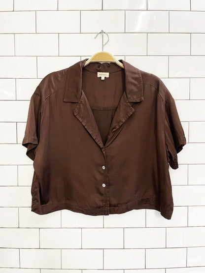 donni oversized satin boxy short sleeve shirt | garmentory - good market thrift store