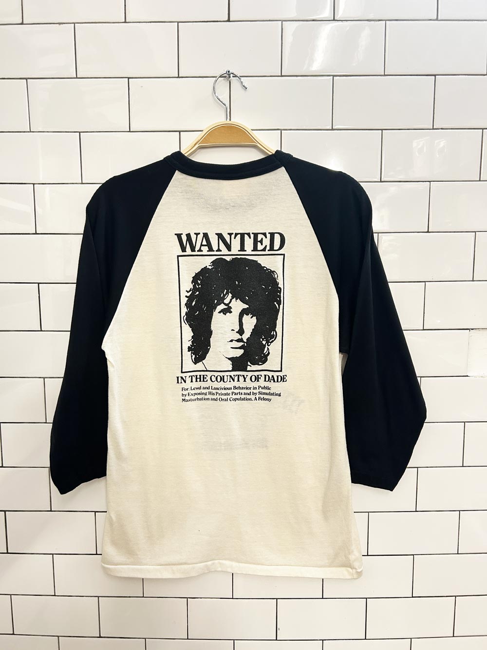 vintage 70s RARE jim morrison an american poet wanted baseball tee