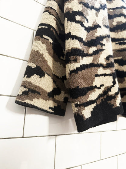 philosophy boxy camo cozy knit sweater - good market thrift store