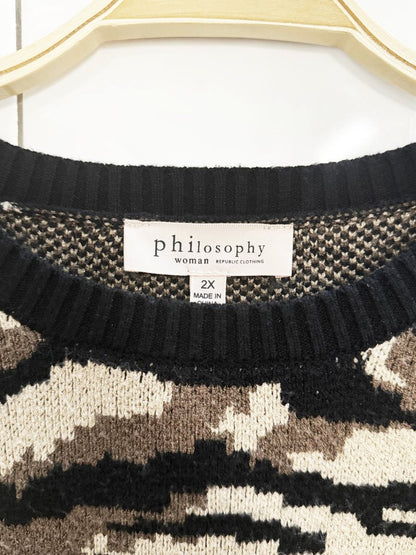philosophy boxy camo cozy knit sweater - good market thrift store