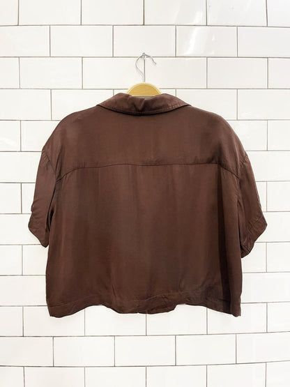 donni oversized satin boxy short sleeve shirt | garmentory - good market thrift store
