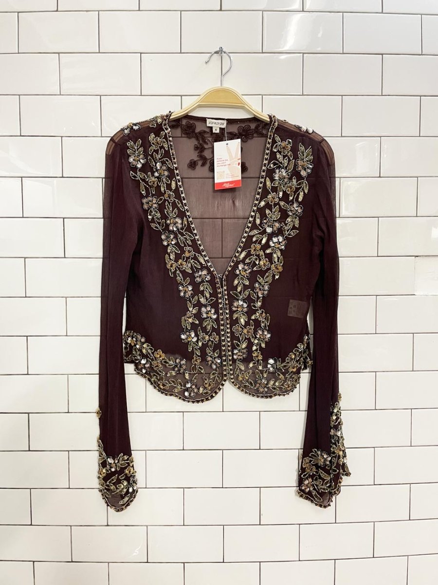 vintage beatrice silk chiffon beaded cardigan - good market thrift store