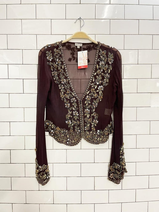 vintage beatrice silk chiffon beaded cardigan - good market thrift store