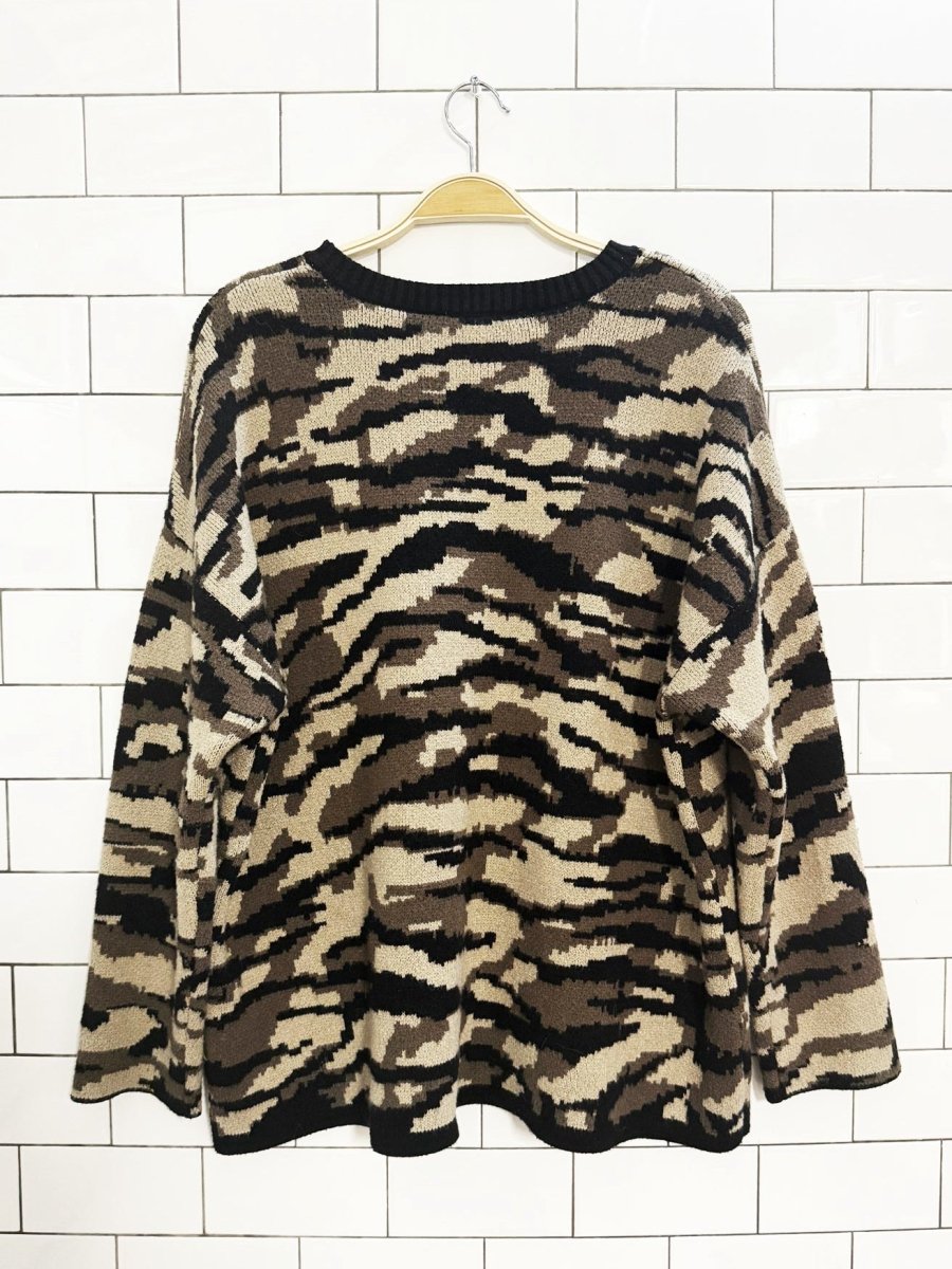 philosophy boxy camo cozy knit sweater - good market thrift store