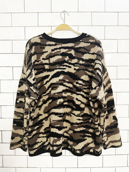 philosophy boxy camo cozy knit sweater - good market thrift store