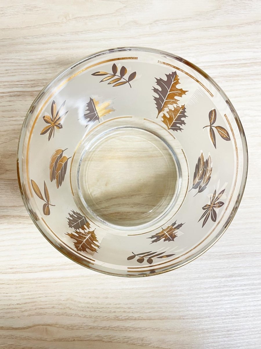 vintage libbey gold fall leaves frosted glass ice bucket - good market thrift store