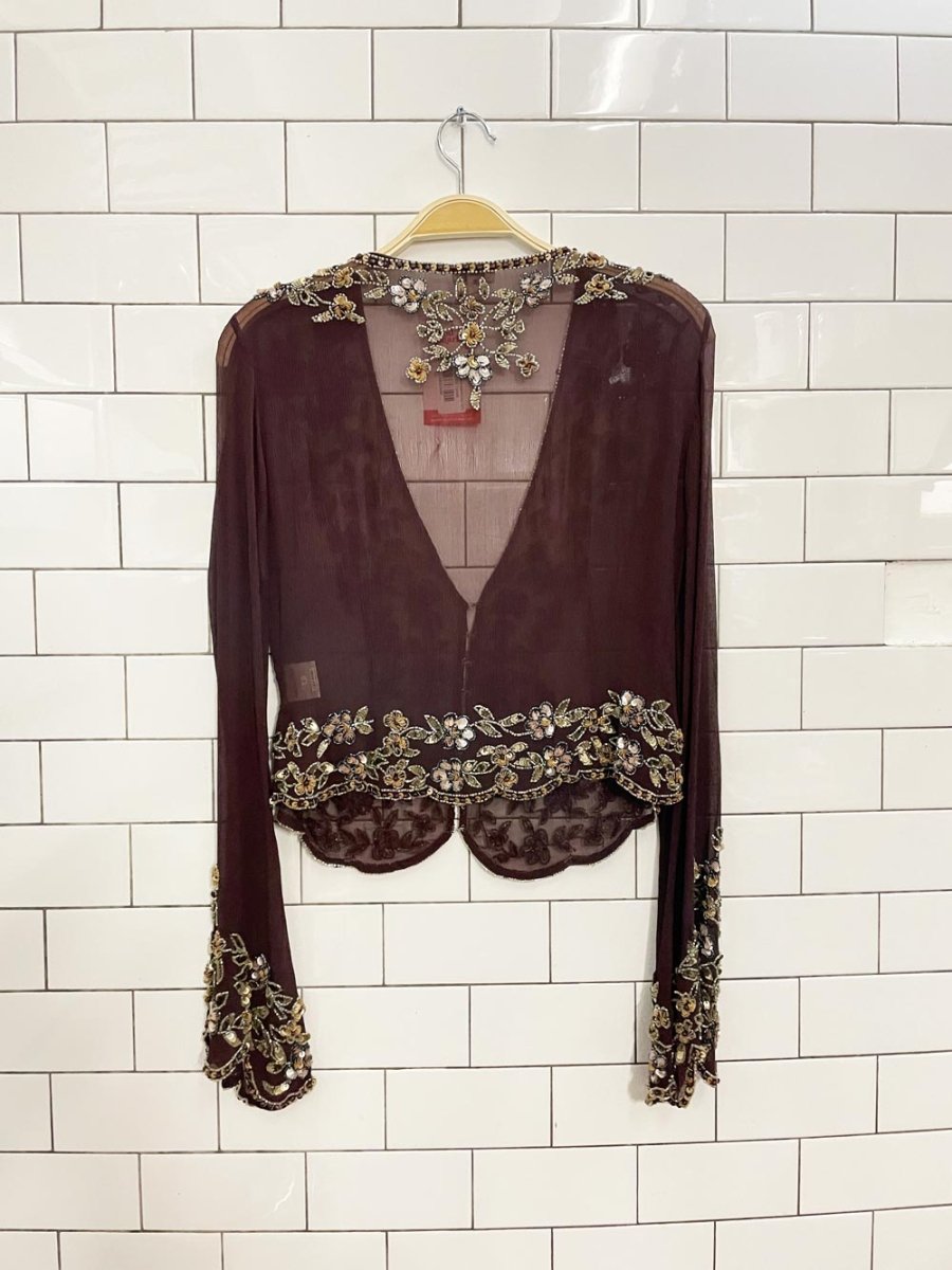 vintage beatrice silk chiffon beaded cardigan - good market thrift store