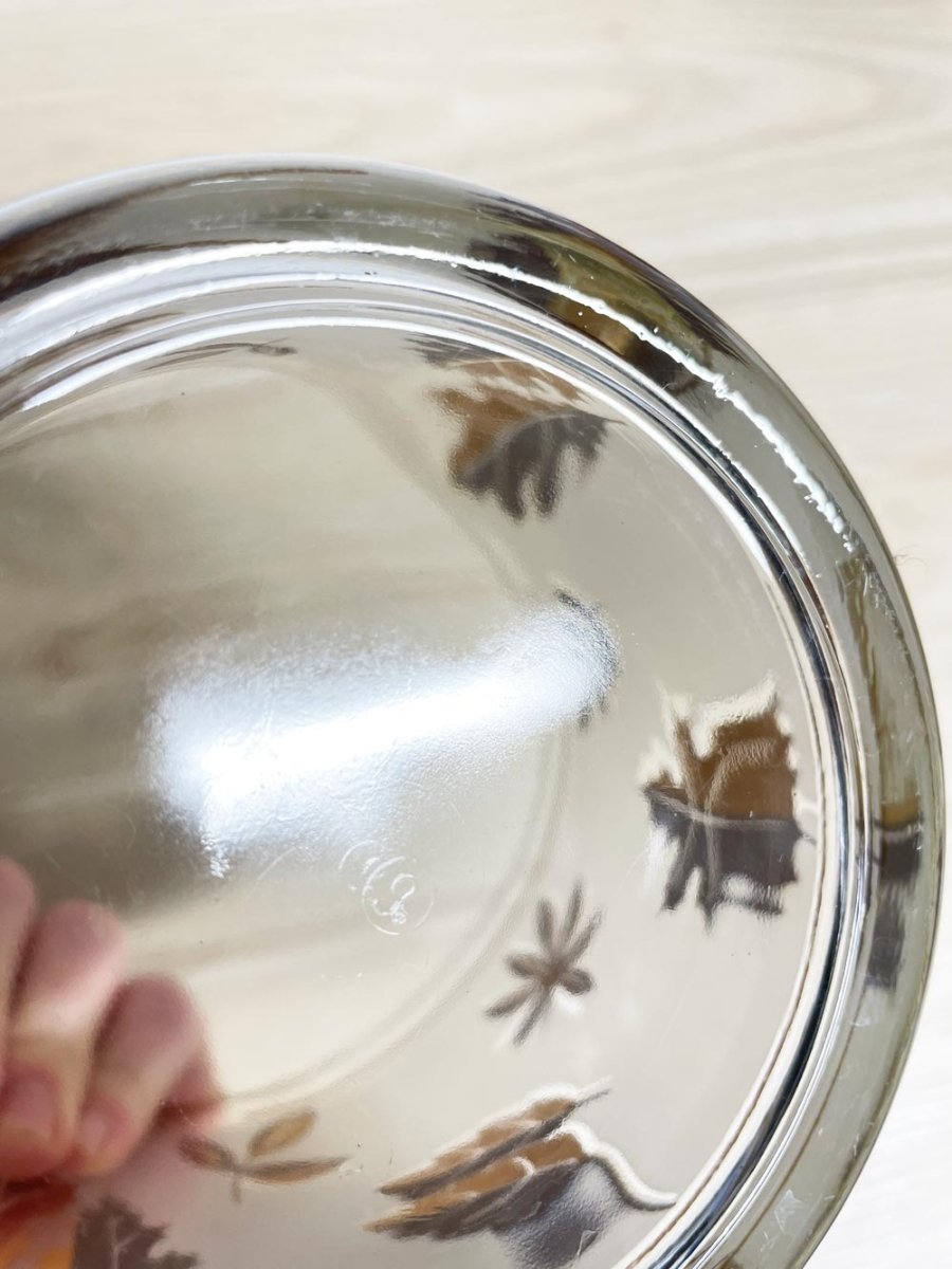 vintage libbey gold fall leaves frosted glass ice bucket - good market thrift store