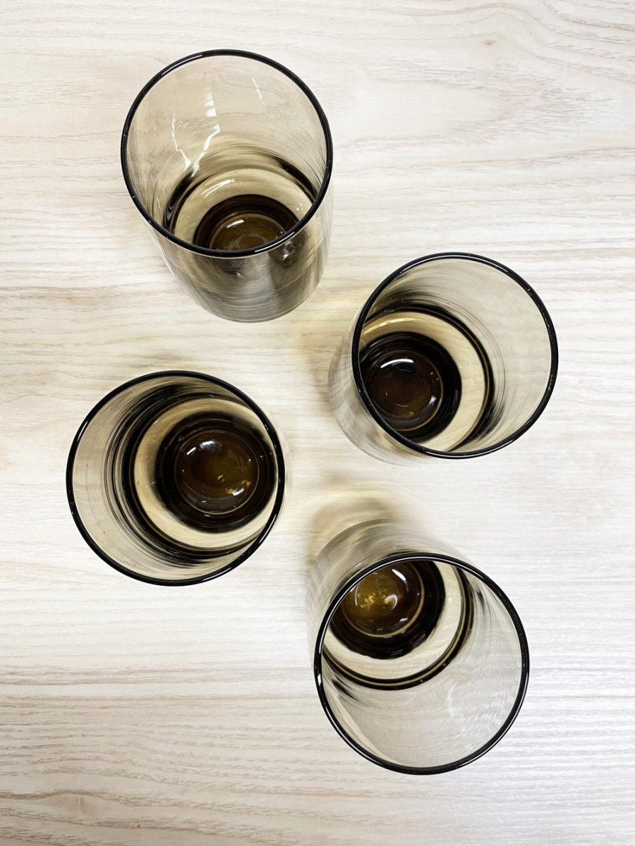x4 vintage 70s libbey mcm smoke glass tumblers - good market thrift store