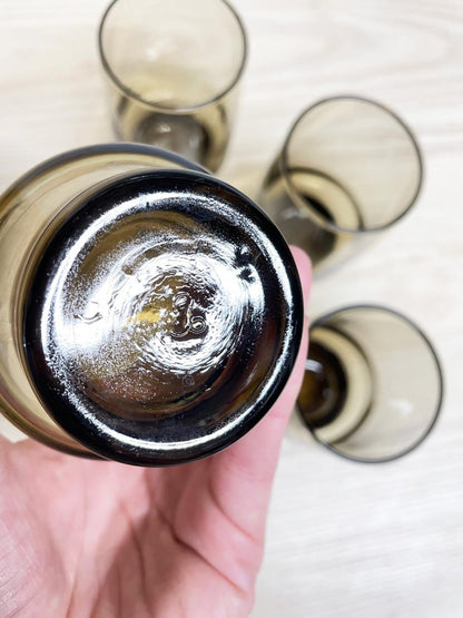 x4 vintage 70s libbey mcm smoke glass tumblers - good market thrift store