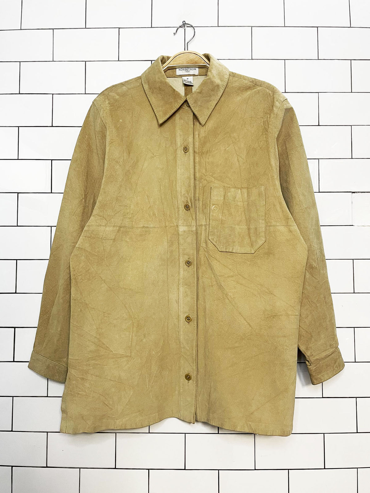 vintage 90s nordstrom soft suede full button shirt jacket