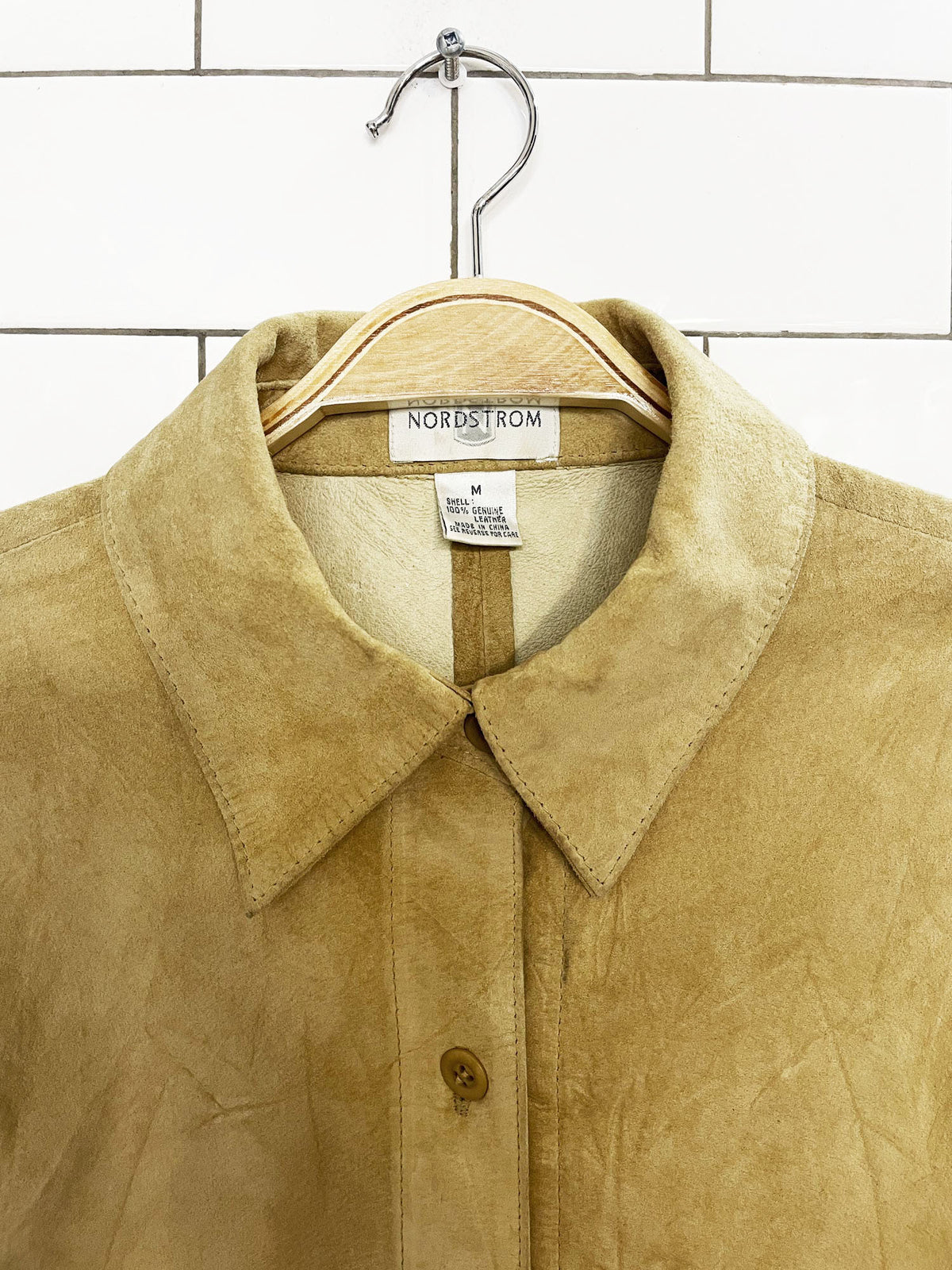 vintage 90s nordstrom soft suede full button shirt jacket