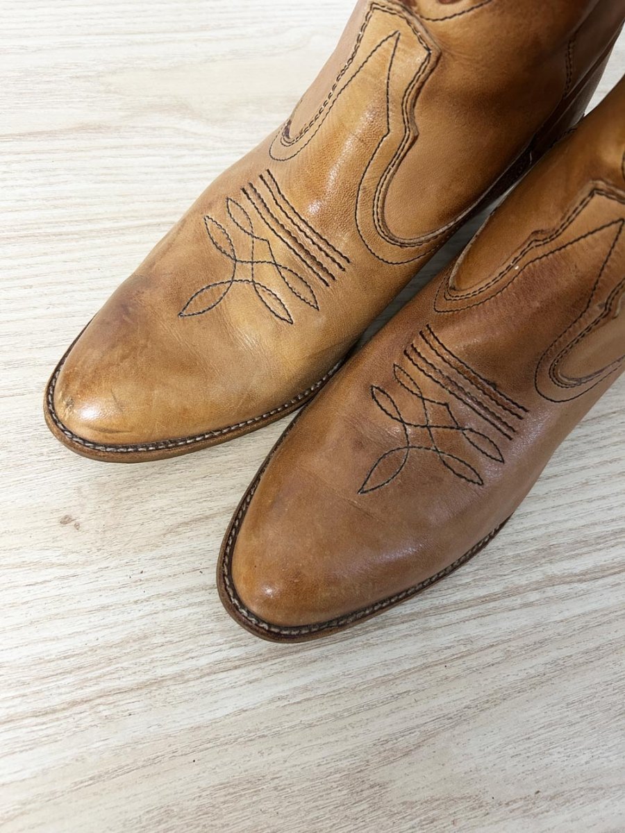 vintage 70s made in romania short western boots - good market thrift store