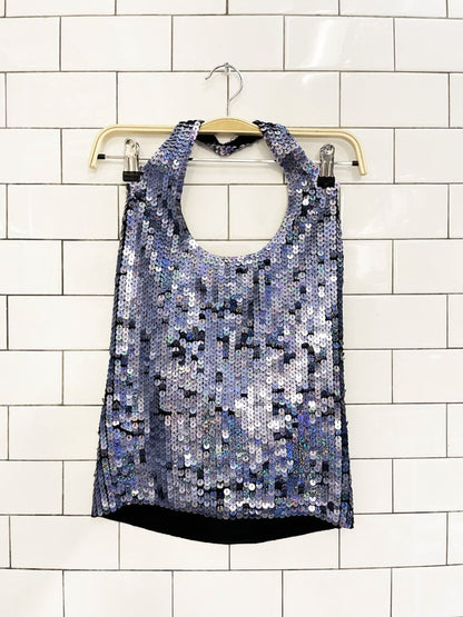 y2k smart set sequin knit halter top - good market thrift store