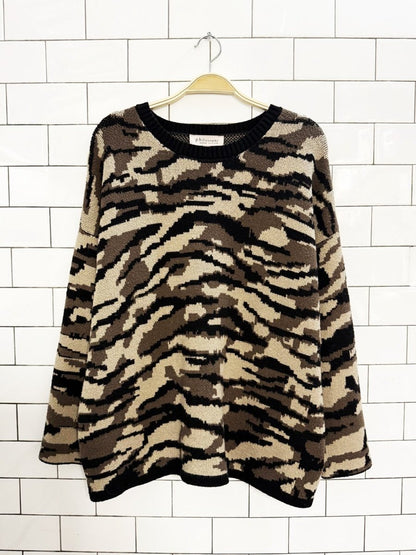 philosophy boxy camo cozy knit sweater - good market thrift store